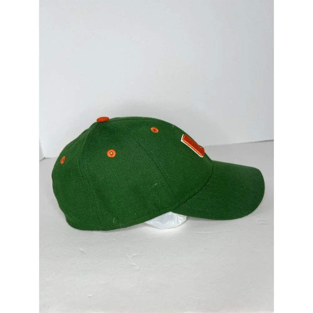 Miami Hurricanes The U Baseball New Era Concealer 7 Fitted Cap Hat Green‎ Orange